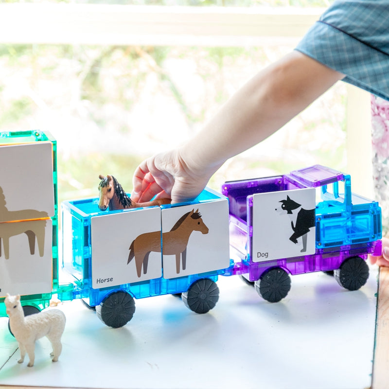 Magnetic tile toppers - animal duo puzzle