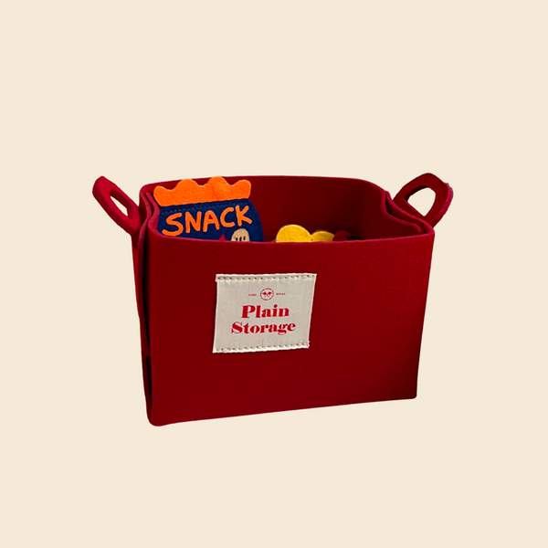 Felt storage basket M - red