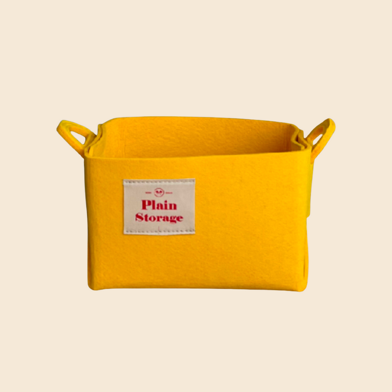 Felt storage basket M - yellow