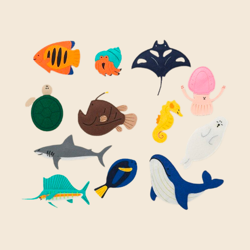 Magnet set - felt - sea animals