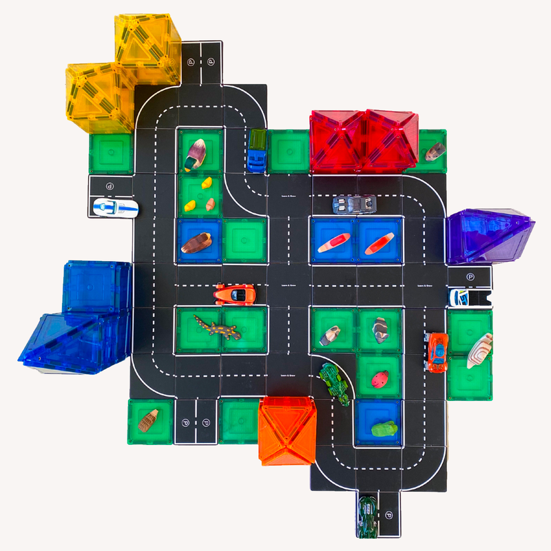 Magnetic tile toppers - highway 40-piece