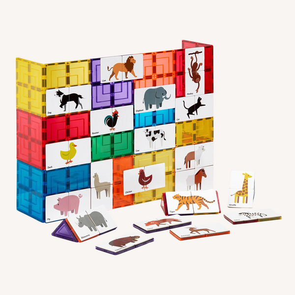 Magnetic tile toppers - animal duo puzzle