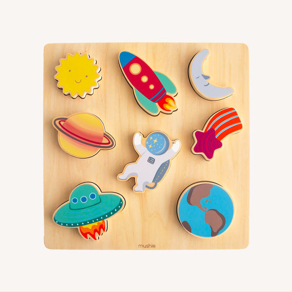 Wooden inlay puzzle - space