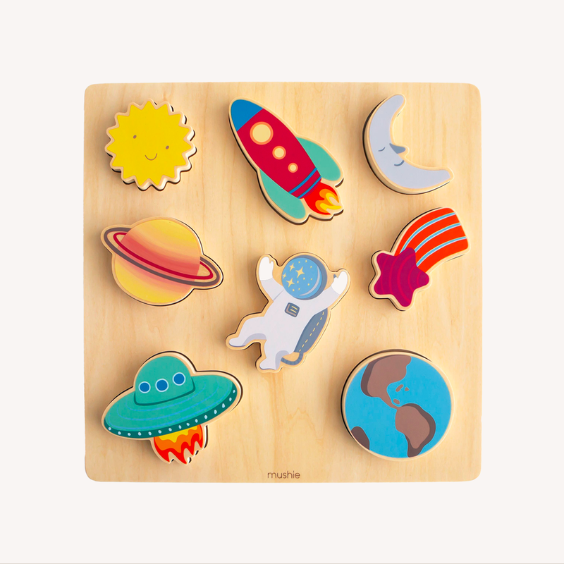 Wooden inlay puzzle - space