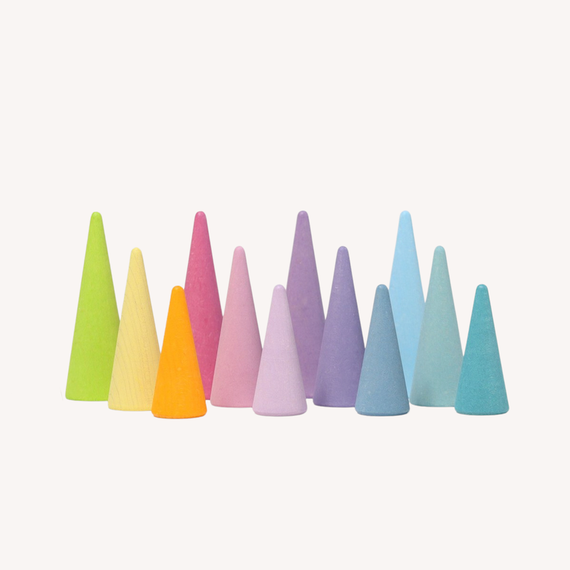 Wooden cones - pastel