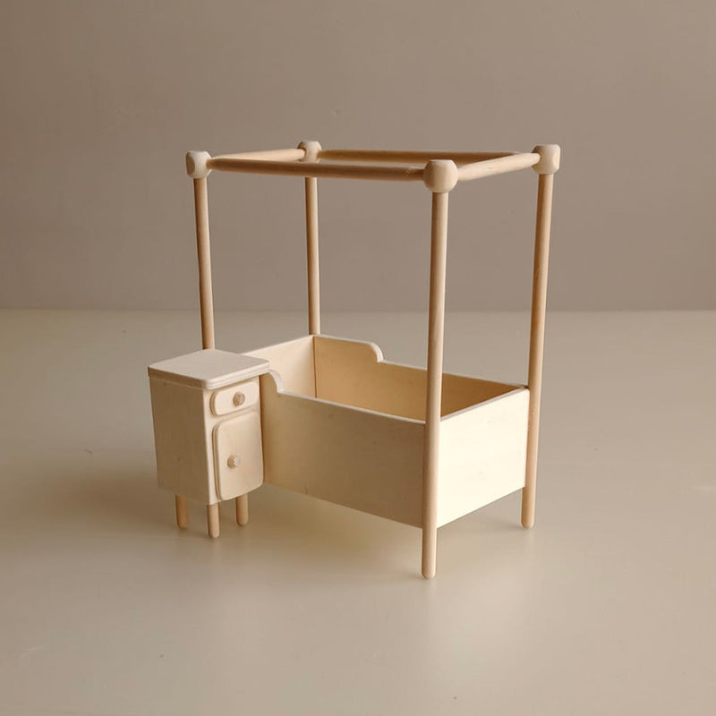 Dollhouse - furniture - four-poster bed with bedside table