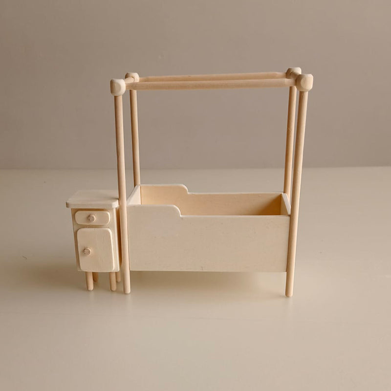 Dollhouse - furniture - four-poster bed with bedside table