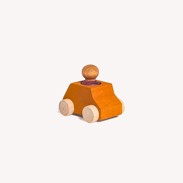 Wooden car with figure - ochre