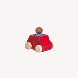 Wooden car with figure - red