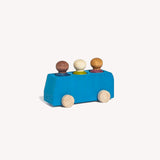 Wooden bus with figures - blue