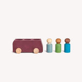 Wooden bus with figures - plum