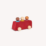 Wooden bus with figures - red