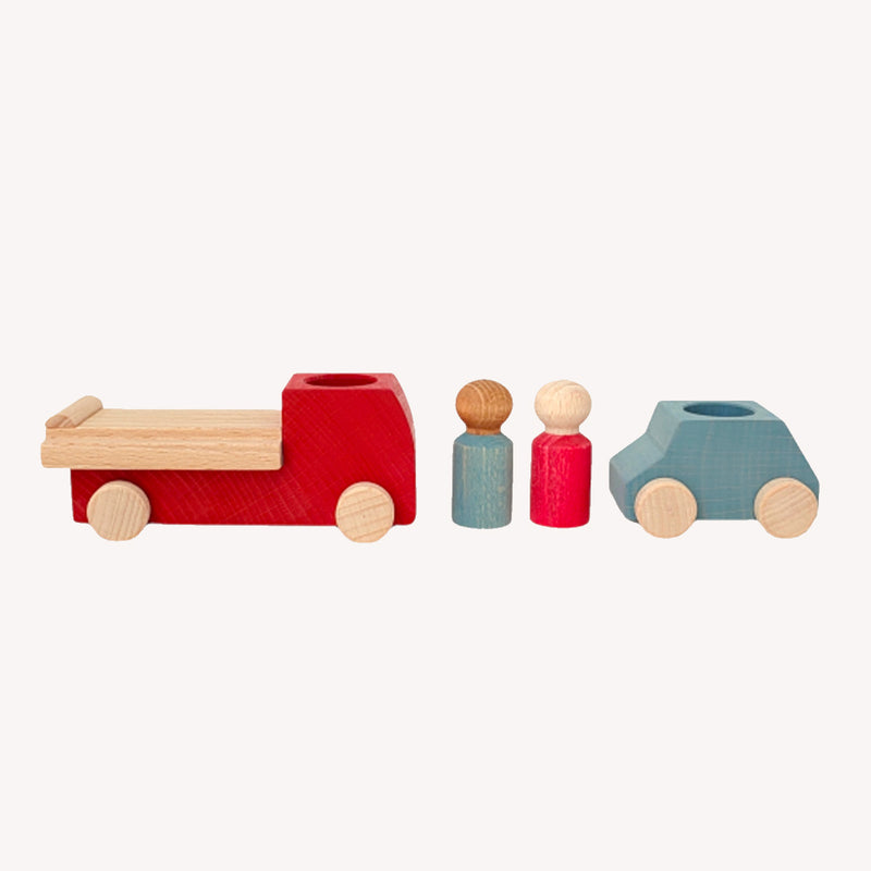 Wooden tow truck - red