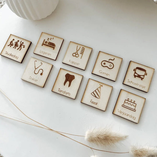 Pictogrammen Houten weekplanner