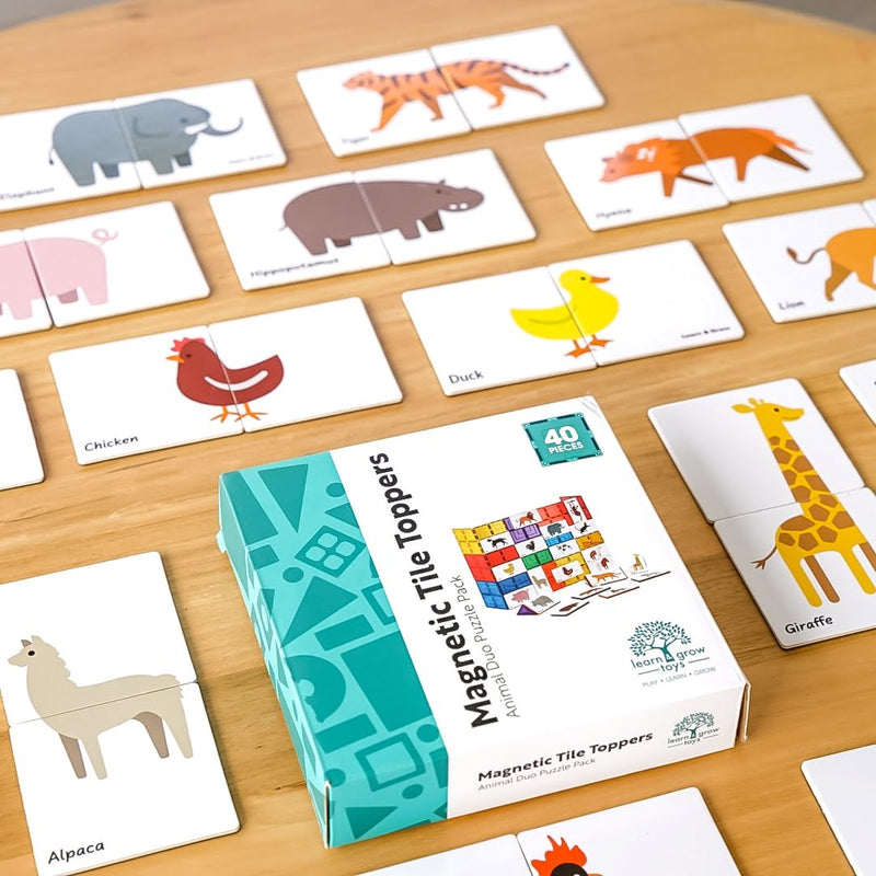 Magnetische tegel toppers - dieren duo puzzel