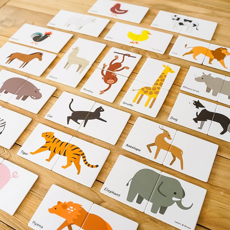 Magnetic tile toppers - animal duo puzzle