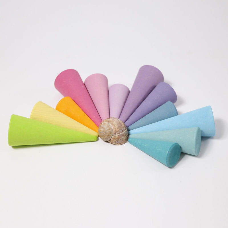 Wooden cones - pastel