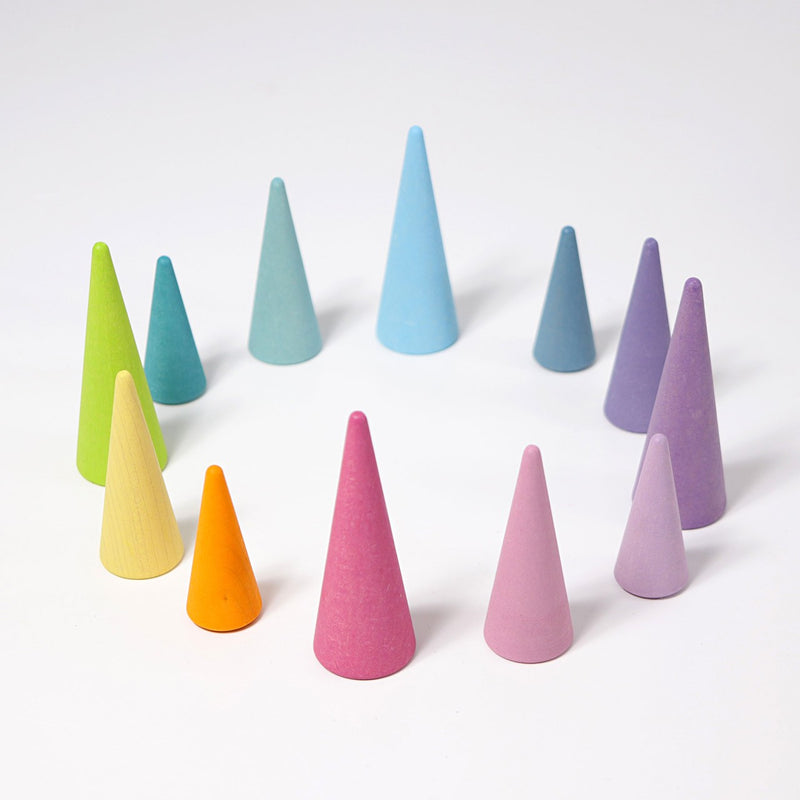 Wooden cones - pastel