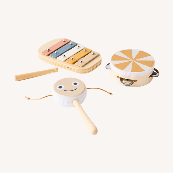 Houten muziekset - bruin