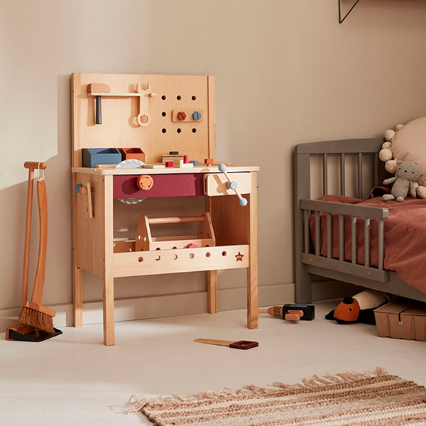 Houten werkbank met accessoires - Hub - 39-delig