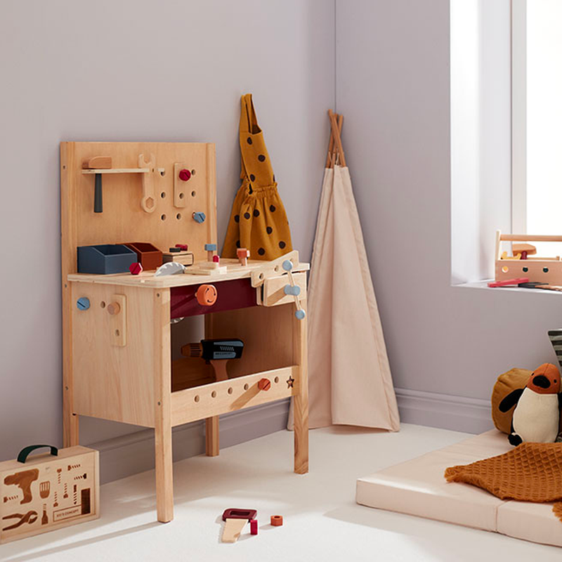 Houten werkbank met accessoires - Hub - 39-delig