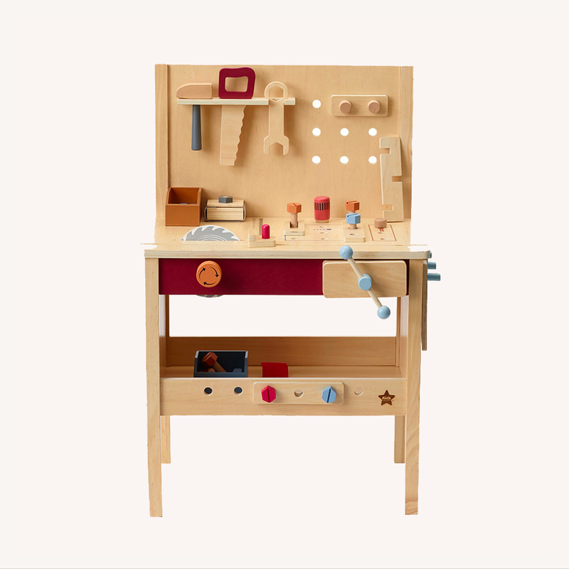 Houten werkbank met accessoires - Hub - 39-delig