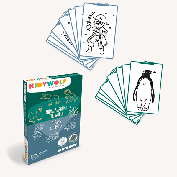 Navulling Kidydraw mini tekenbord - dieren over de hele wereld & oceanen en piraten