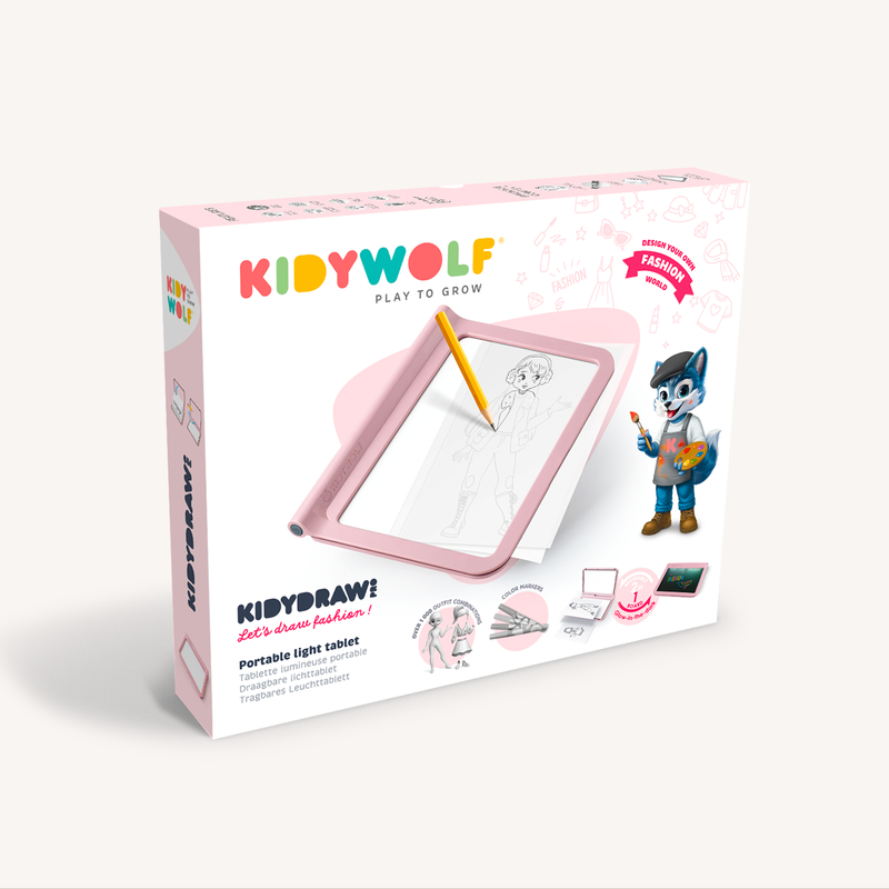 Kidydraw pro - lichtgevend tweezijdig tekenbord - roze
