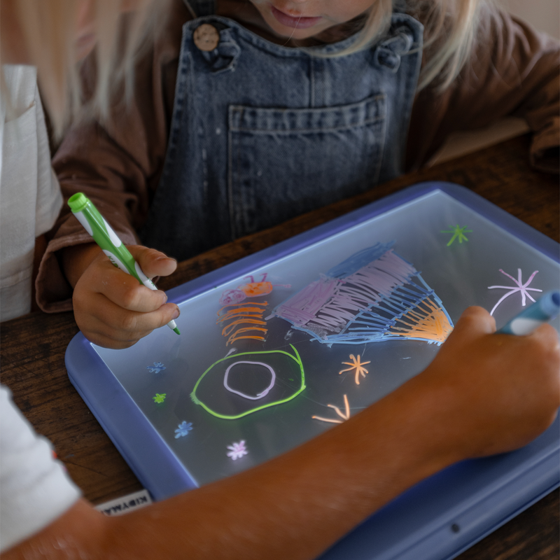 Kidydraw pro - lichtgevend tweezijdig tekenbord - blauw