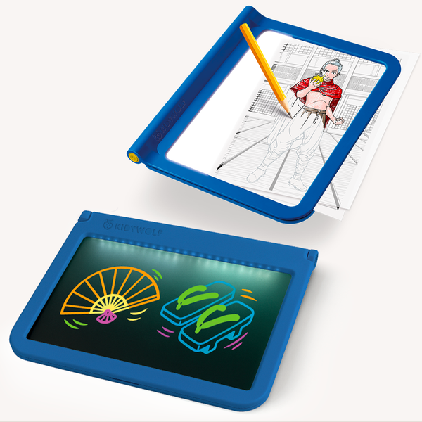 Kidydraw pro - lichtgevend tweezijdig tekenbord - blauw