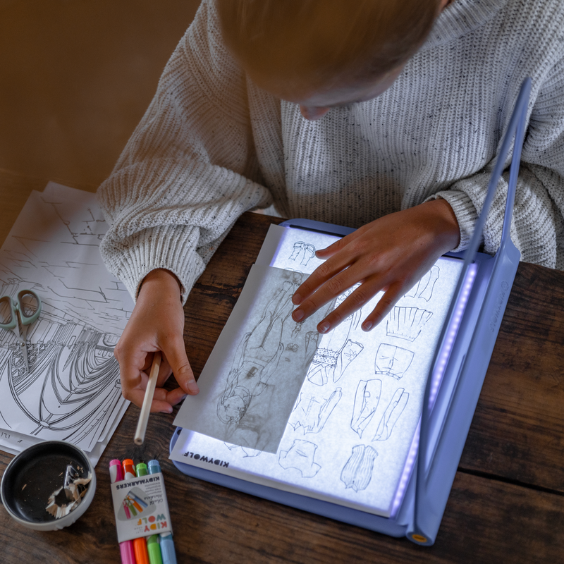 Kidydraw pro - lichtgevend tweezijdig tekenbord - blauw