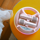 NEW: Kidykaraoke - draagbare karaokespeaker en microfoons - roze