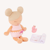 Knuffelbadpop met accessoire | Meisje blond haar