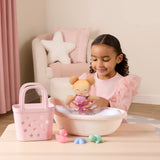 Pre-order | Knuffelbadpop in mand met accessoires - Meisje blond haar