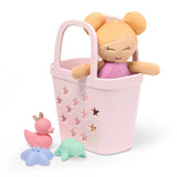 Pre-order | Knuffelbadpop in mand met accessoires - Meisje blond haar