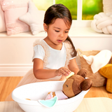 Pre-order | Knuffelbadpop met accessoire | Meisje bruin haar
