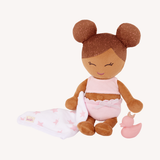 Pre-order | Knuffelbadpop met accessoire | Meisje bruin haar