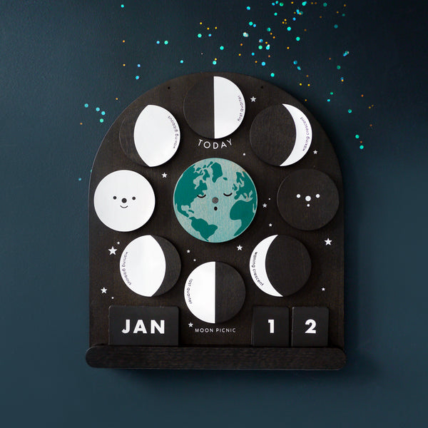 Wooden moon phase calendar