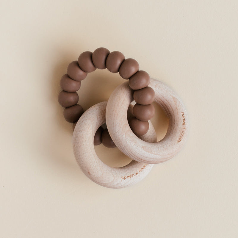 Teether - rattle beech wood mocha