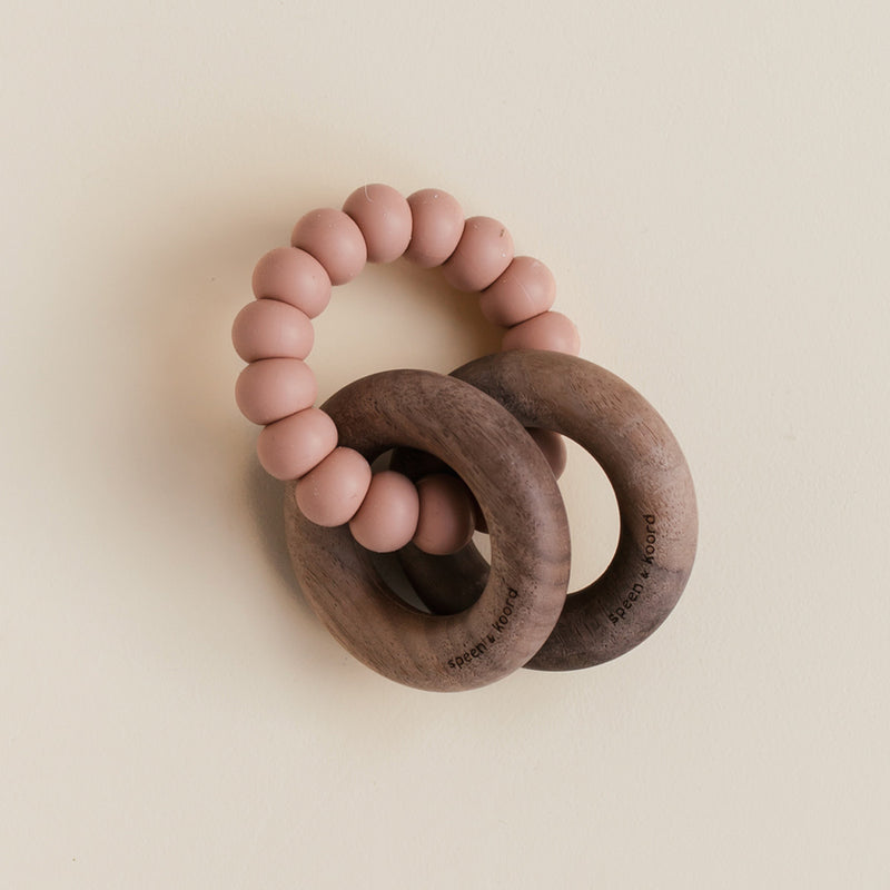 Teether - rattle walnut terracotta